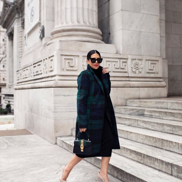 PLAID WRAP BELTED COAT - Picture 3 of 7